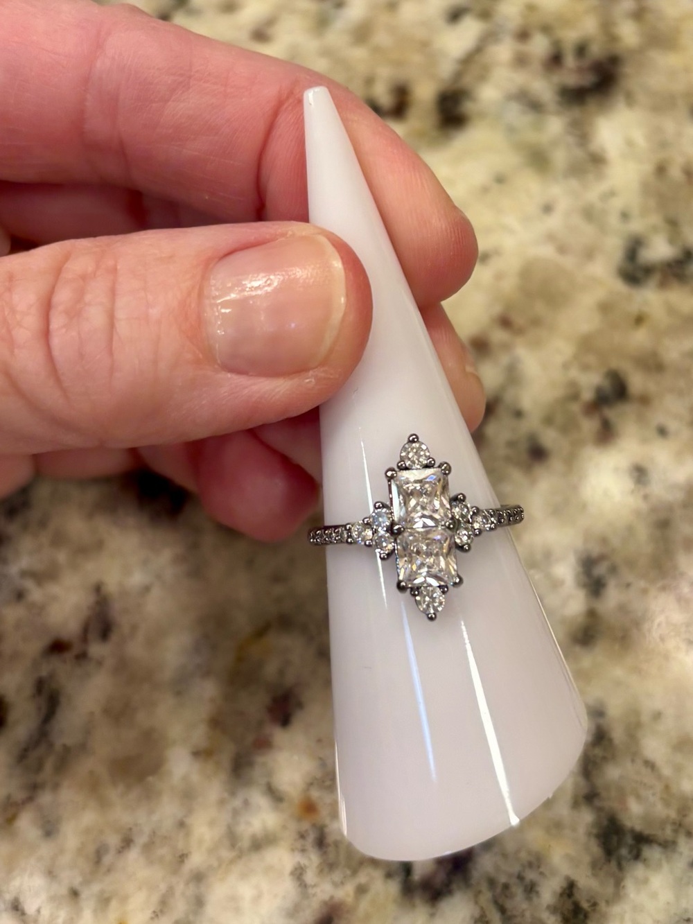 BP Sparkling White CZ Halo Ring in Silver-Tone - Women Jewelry SIZE 7